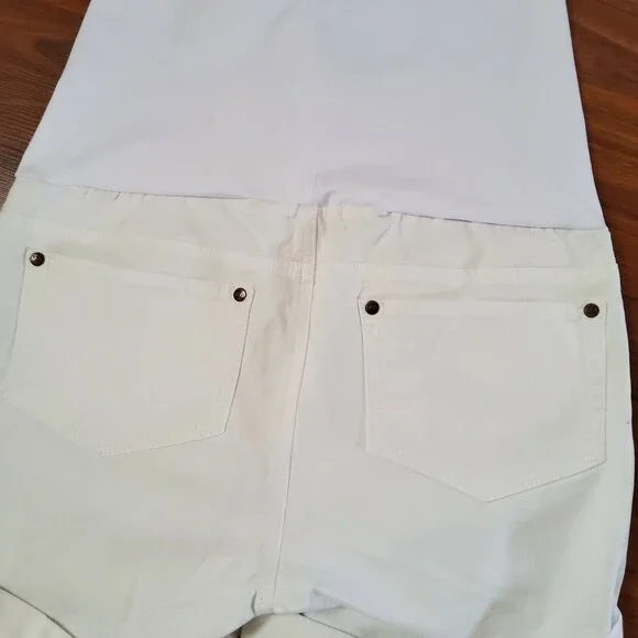 Maternal America Maternity Denim White Jean Shorts Size L New - Picture 4 of 7